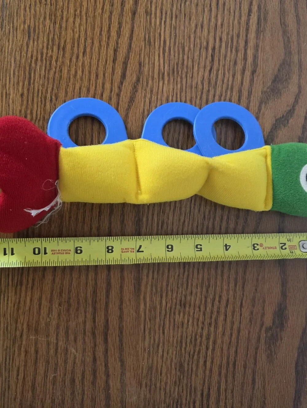 Vintage 1984 Johnson & Johnson Wiggle Worm Plush Rattle Squeak Baby Toy